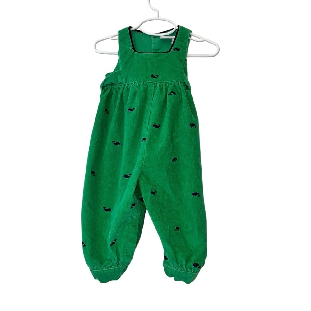 Hartstrings baby girls Green corduroy romper Whale embroidered sz 18m